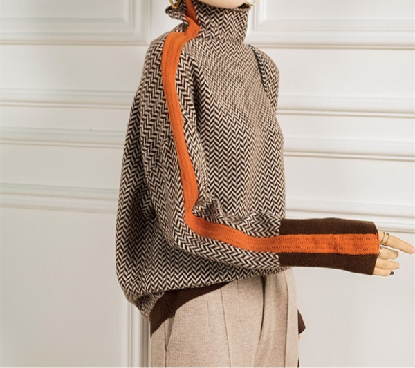 Famke | Luxe Turtleneck in Chevron
