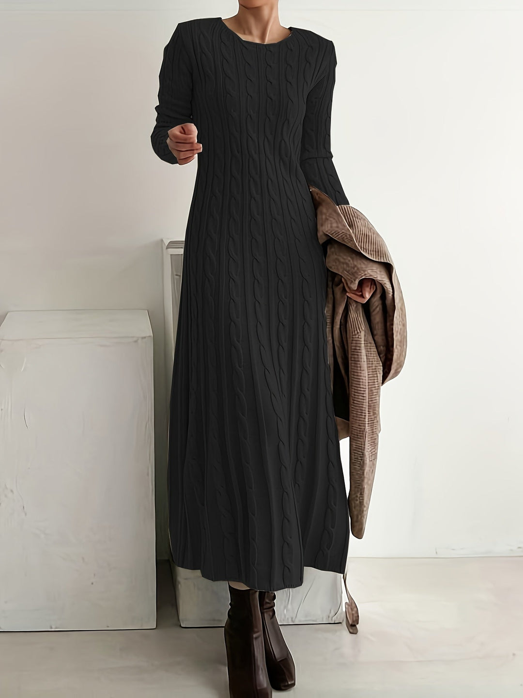 Sarah | Comfortable Maxi Dress in Cable Knit
