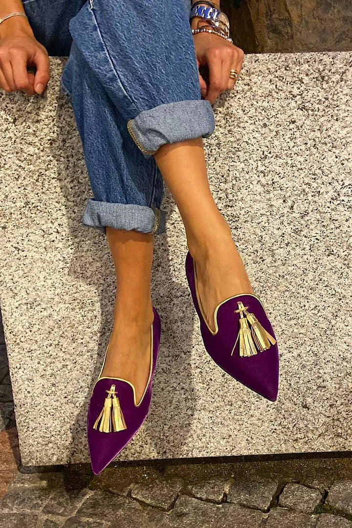 Portia - Boho Slip-Ons with Fringes