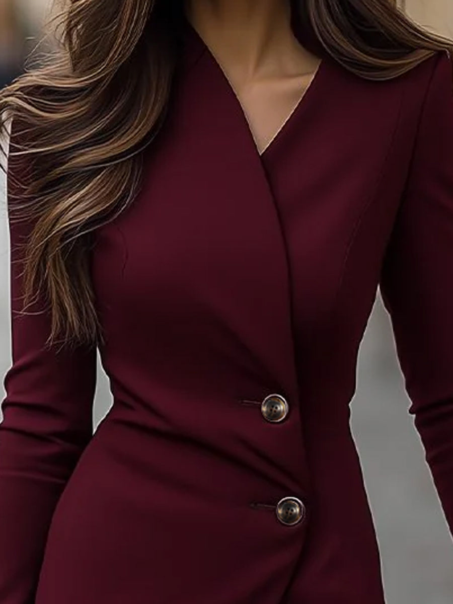 Eva | Midi Dress with Wrap Style Bordeaux