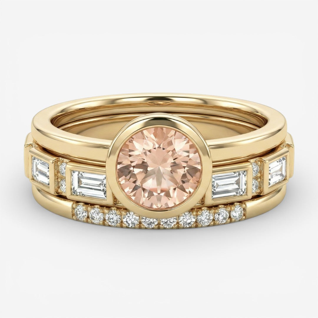 Hopp - Set of Crystallized Gold Rings