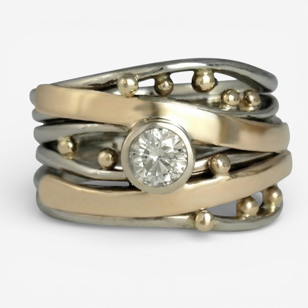 Royal - Vintage Gold Ring Set with Zirconia