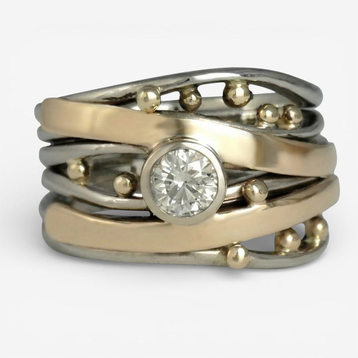 Royal - Vintage Gold Ring Set with Zirconia