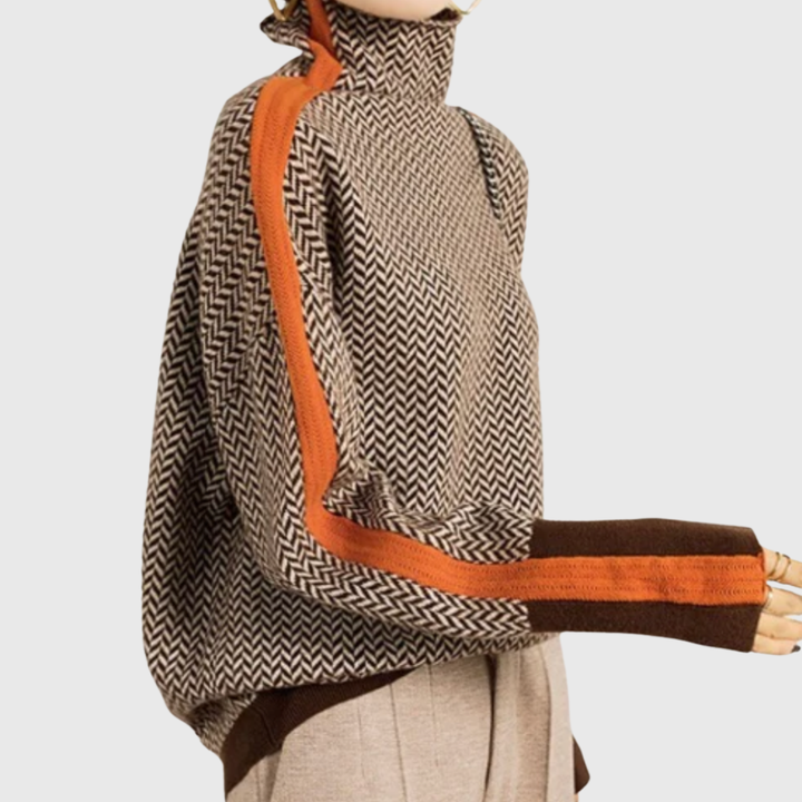 Famke | Luxe Turtleneck in Chevron