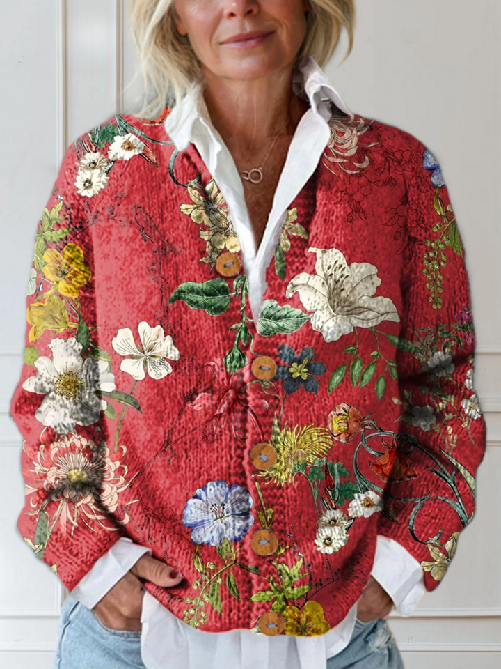 Eva | Cardigan with Vintage Floral Print and Buttons