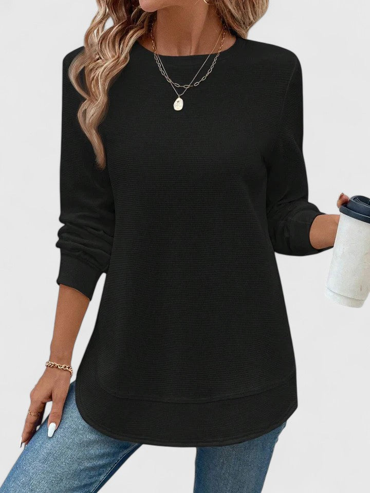 Valerie | Elegant Top with Round Neck and Long Sleeves