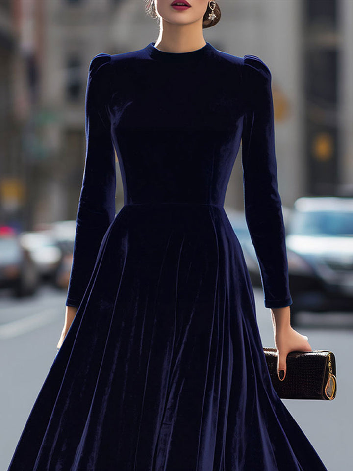 Elissa | Midi Dress with Long Sleeves Dark Blue