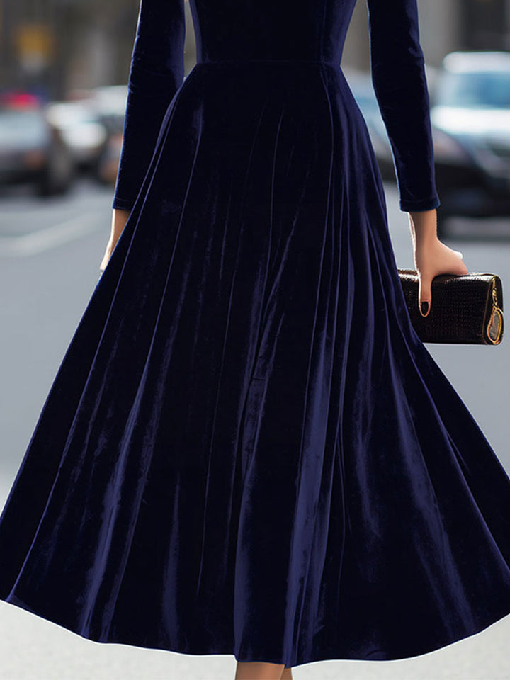 Elissa | Midi Dress with Long Sleeves Dark Blue