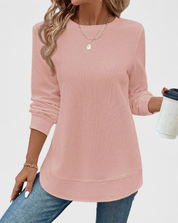 Valerie | Elegant Top with Round Neck and Long Sleeves