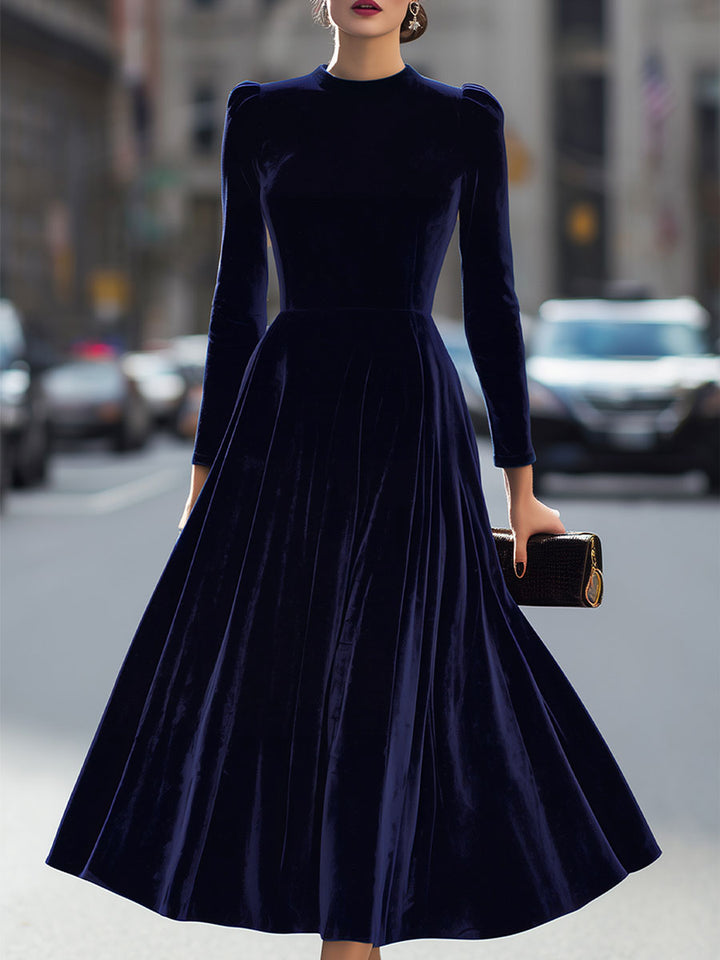 Elissa | Midi Dress with Long Sleeves Dark Blue