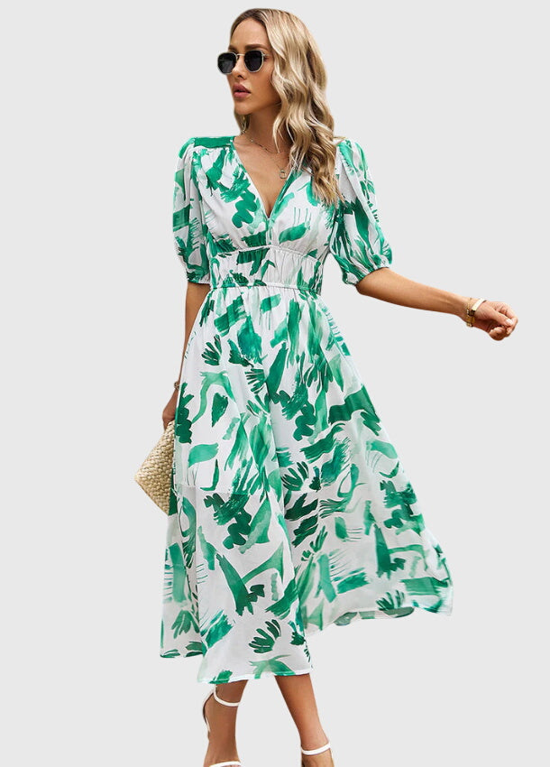 Olga | Flattering Midi Floral Dress