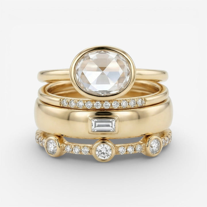 Lily - Vintage Ring Set in Gold and Zirconia