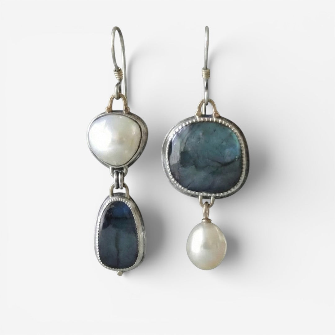 Vintage earrings made of natural blue stone