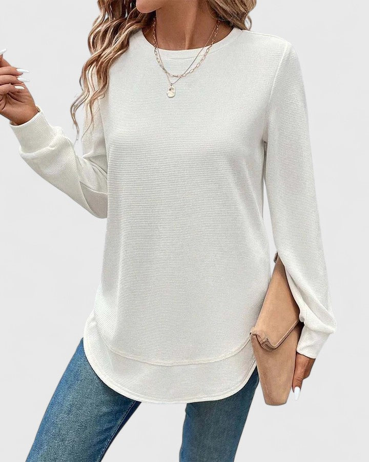 Valerie | Elegant Top with Round Neck and Long Sleeves