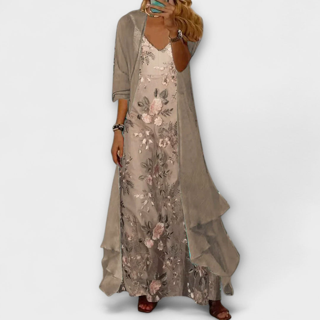 Caroline | Elegant Maxi Dress Set in Two Parts