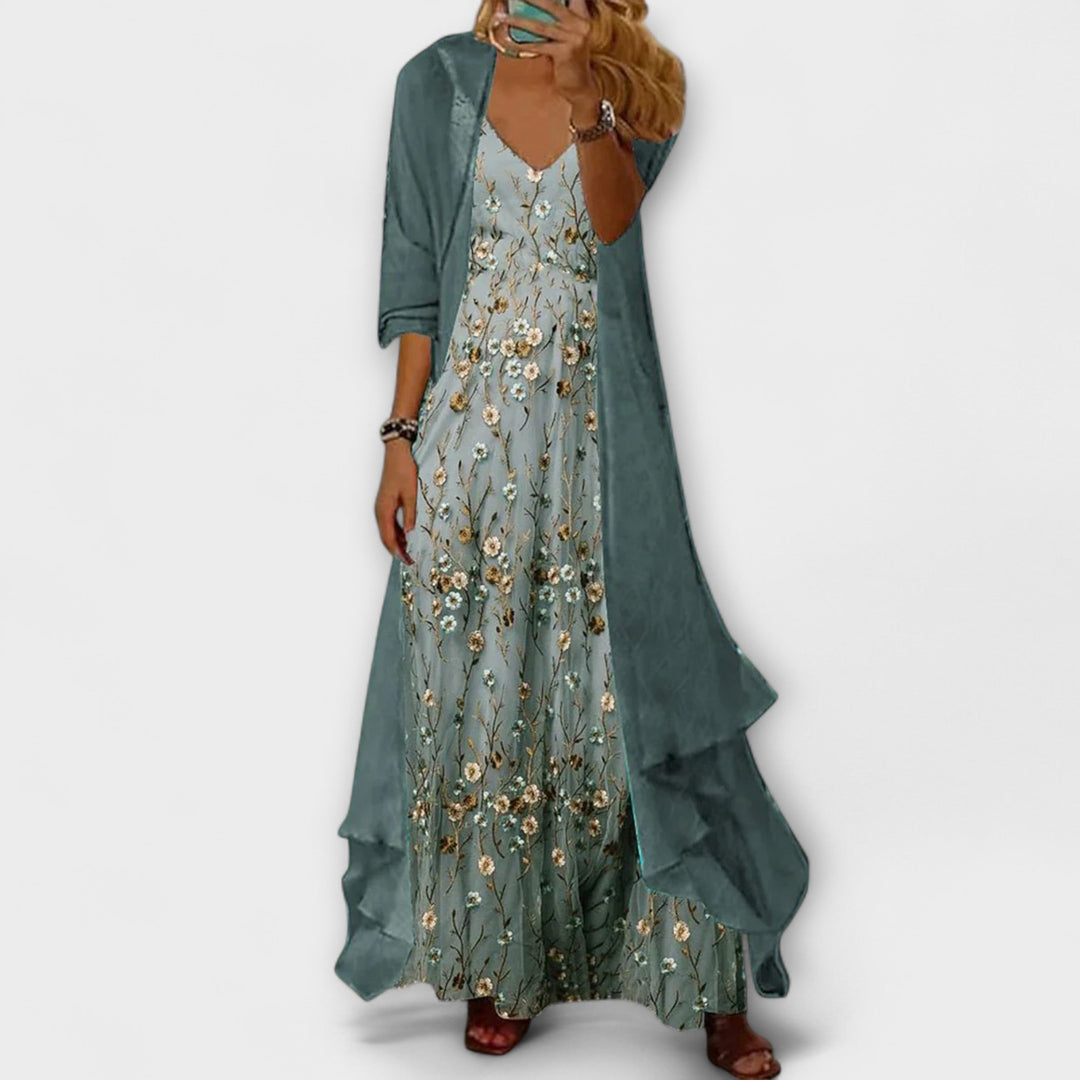 Caroline | Elegant Maxi Dress Set in Two Parts