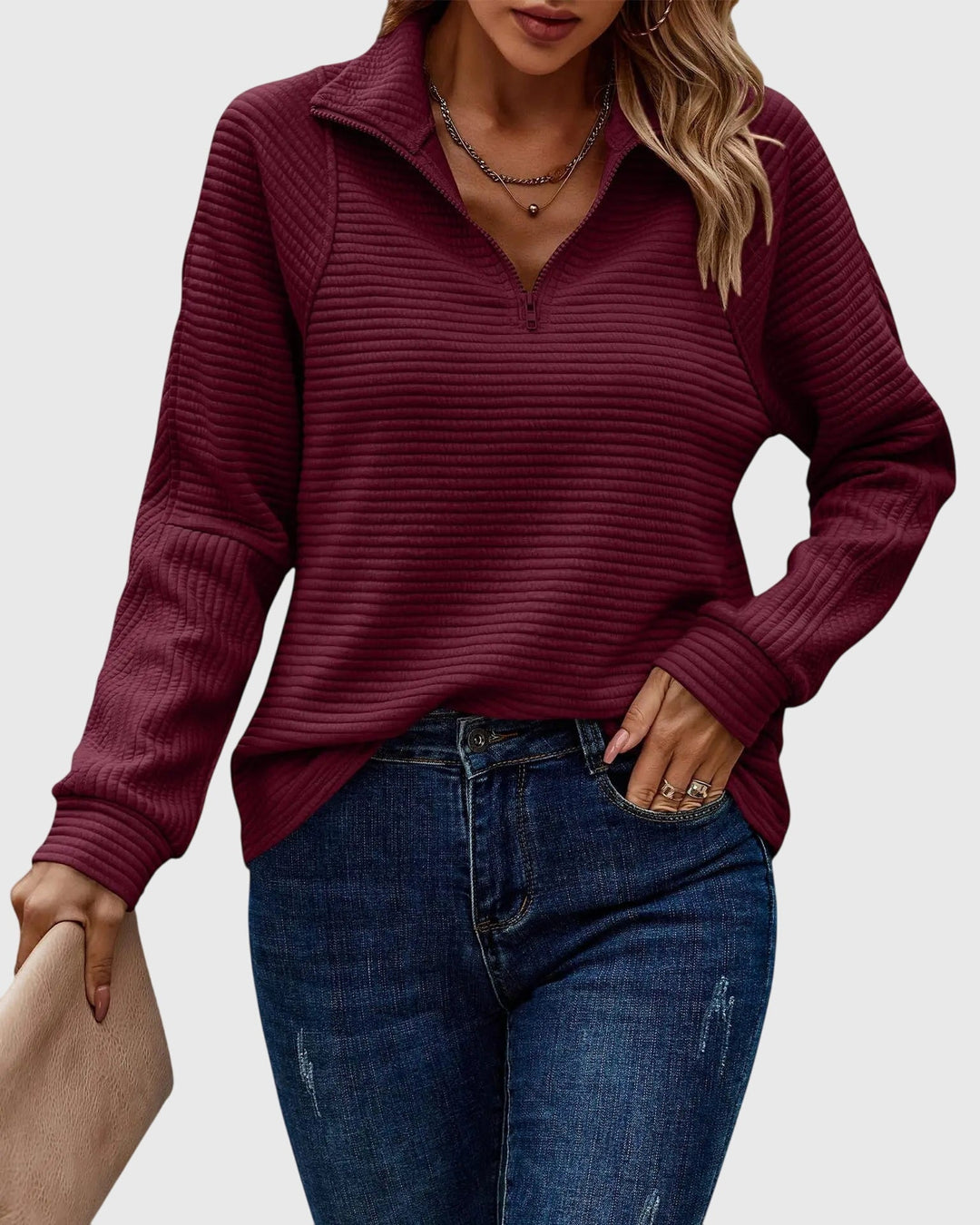 Nora | Elegant Sweater with Half Zip