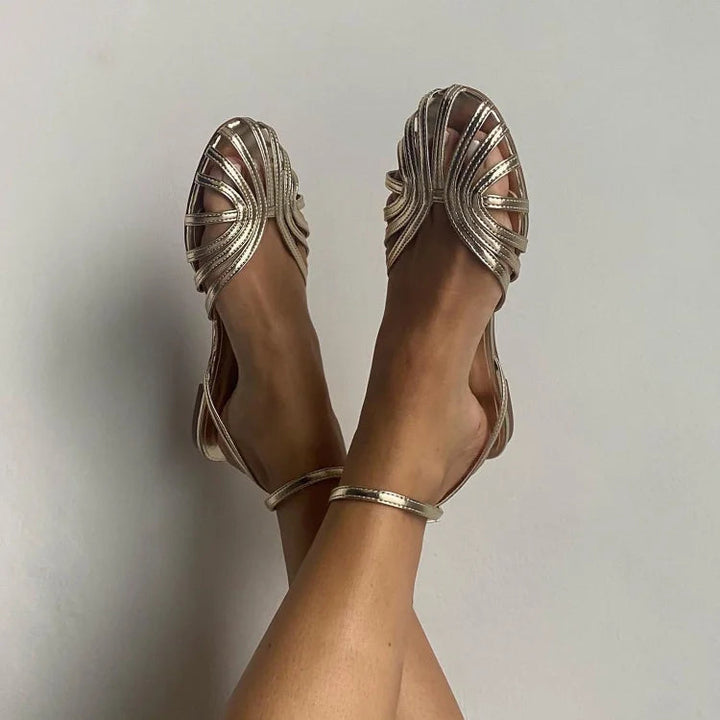 "Vittoria | Sandals with Golden Jewelry"