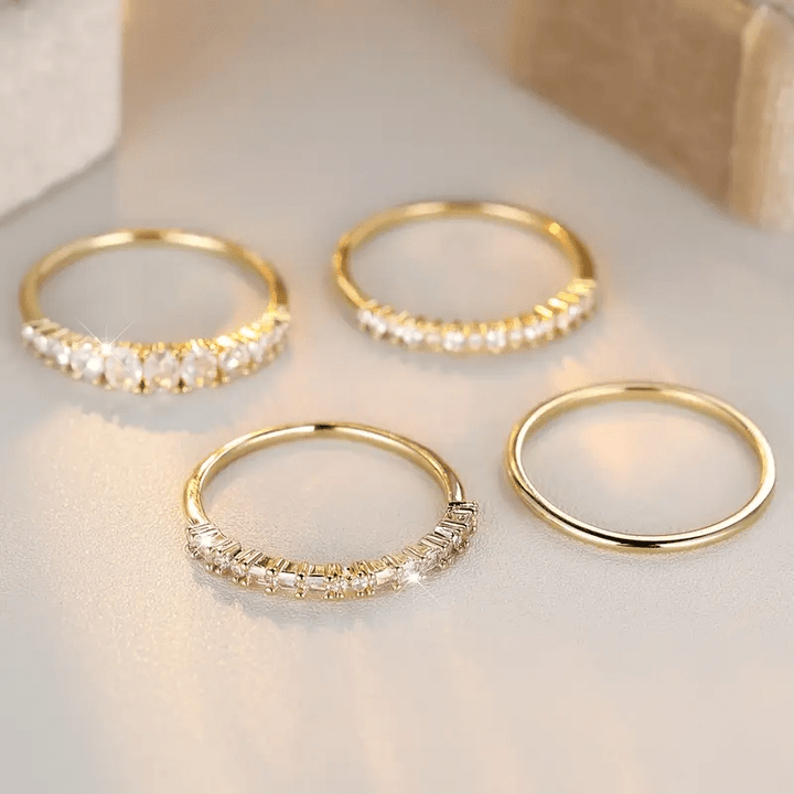 Stackable Rings of 14k Gold with Zirconia