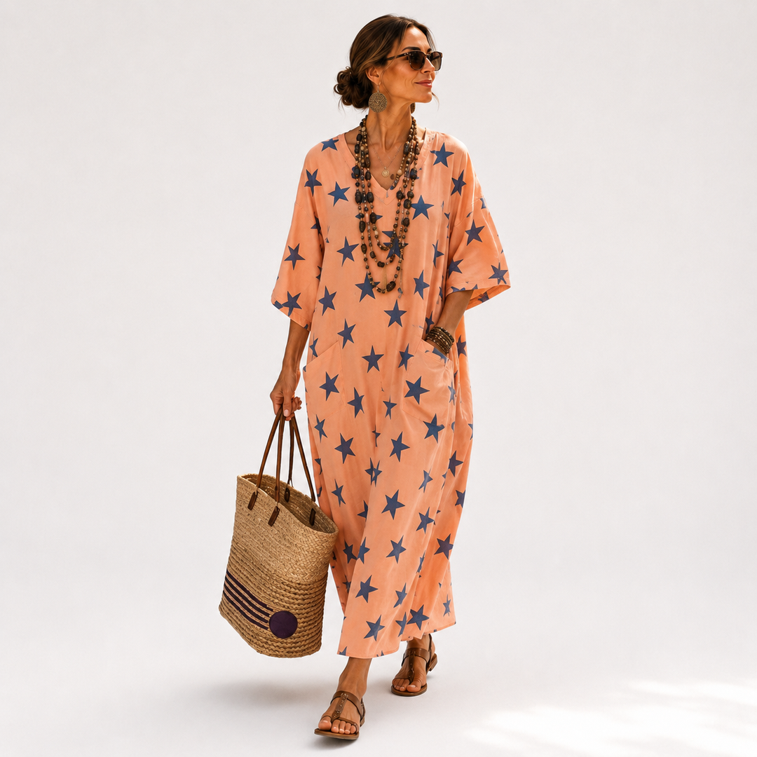 Selma Coral Star Caftan