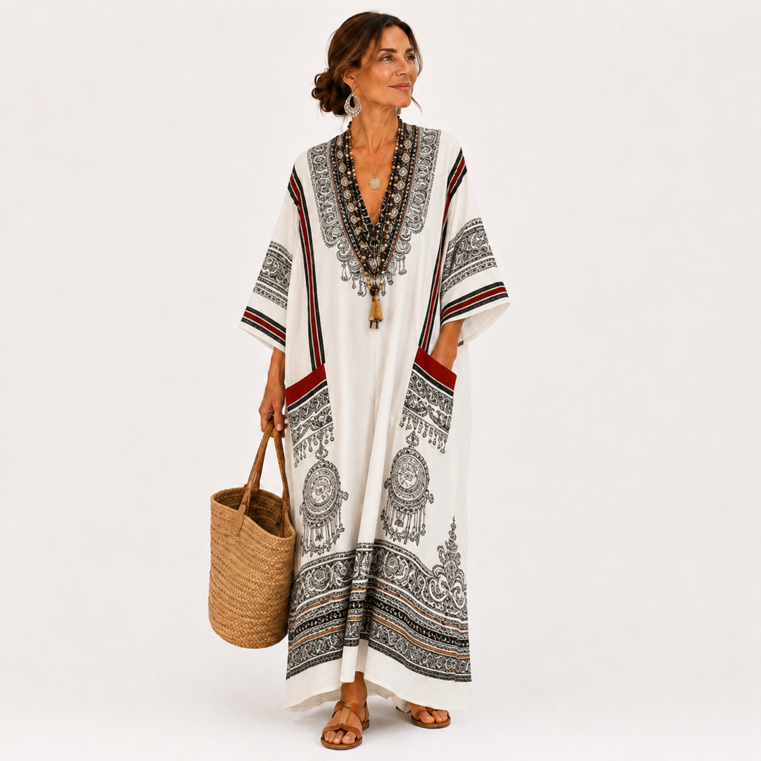 Clara Caftan White Ethnic