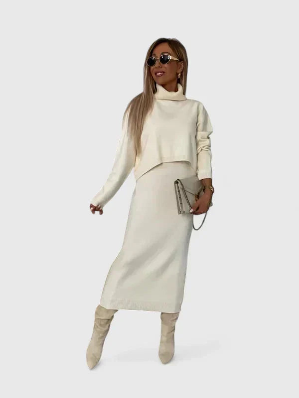 Tine | Elegant Dress and Turtleneck Set
