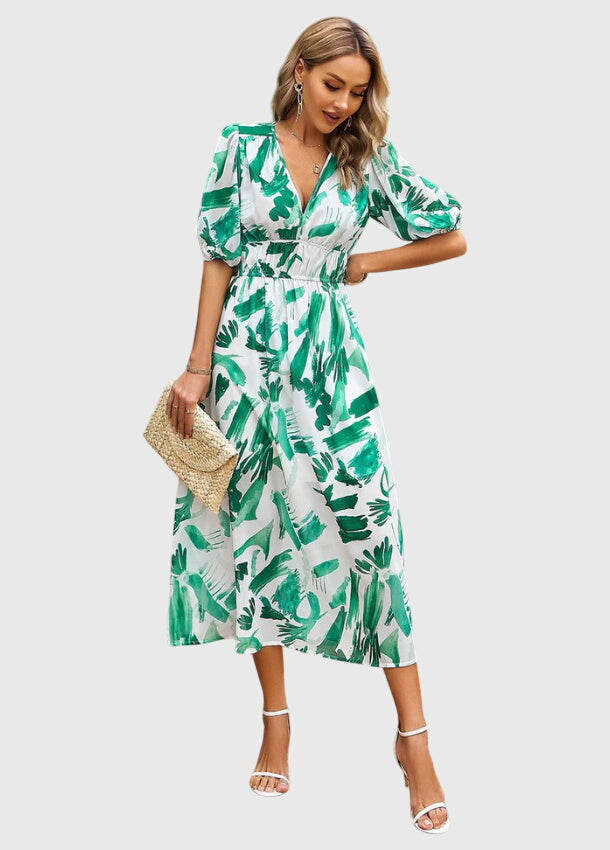 Olga | Flattering Midi Floral Dress