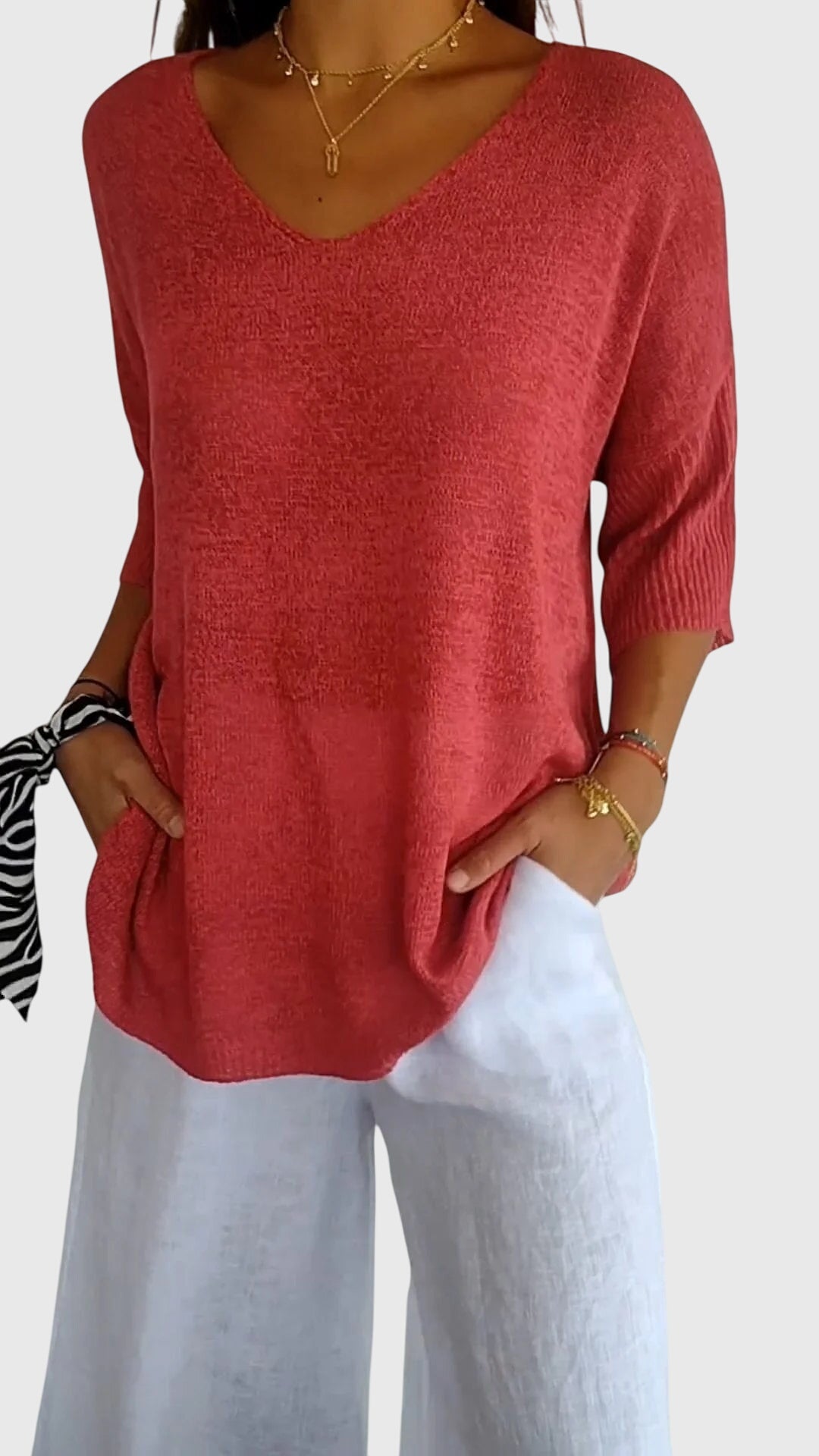 Caroline | Elegant Top with V-Neck