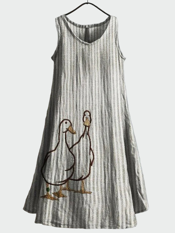 Dress with a Pattern of Ducks