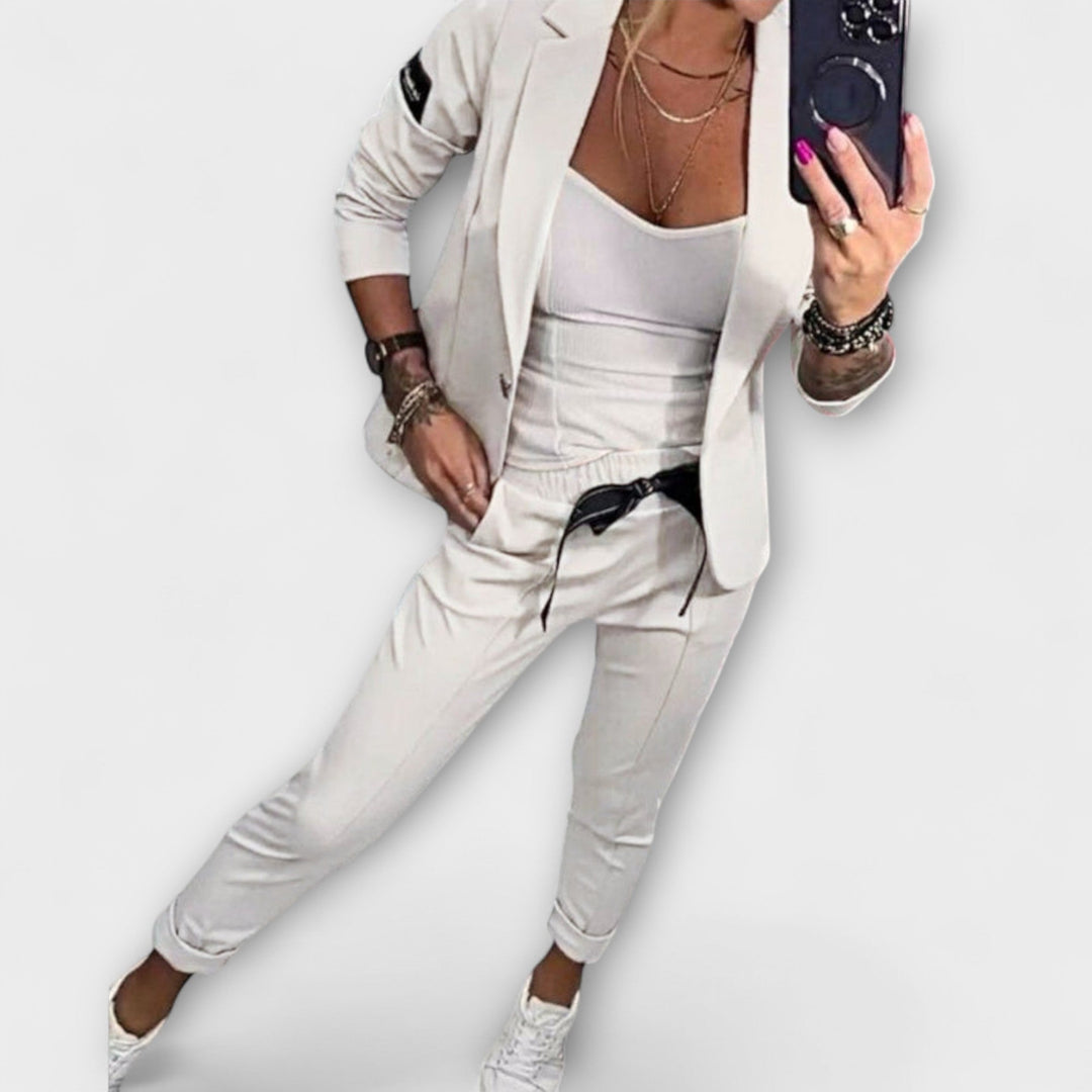 Greta | Elegant Set of Top, Jacket, and Pants