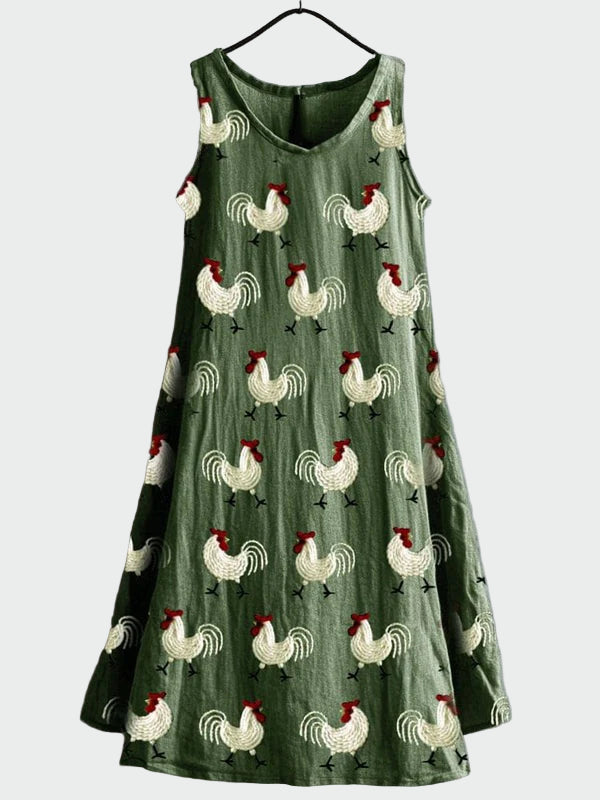 Dress with Rooster Print