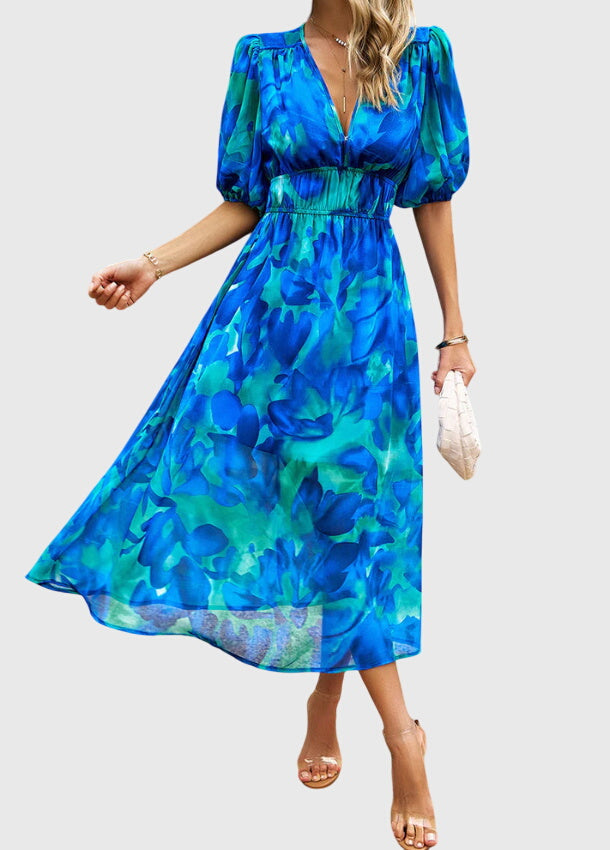 Olga | Flattering Midi Floral Dress