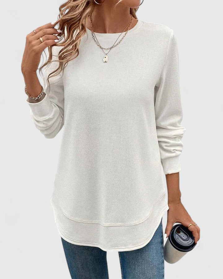 Valerie | Elegant Top with Round Neck and Long Sleeves