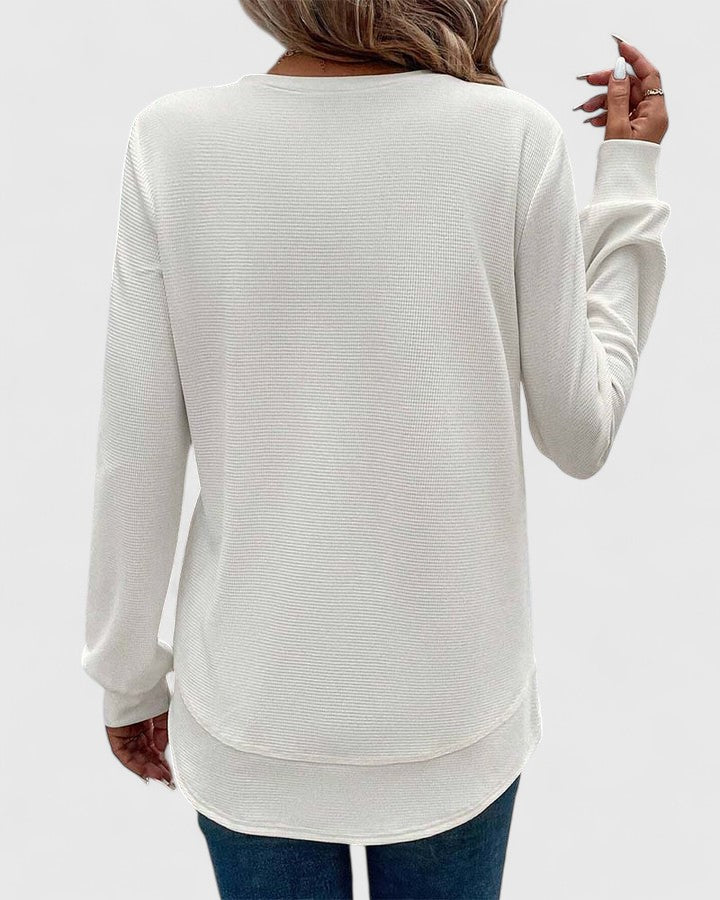 Valerie | Elegant Top with Round Neck and Long Sleeves