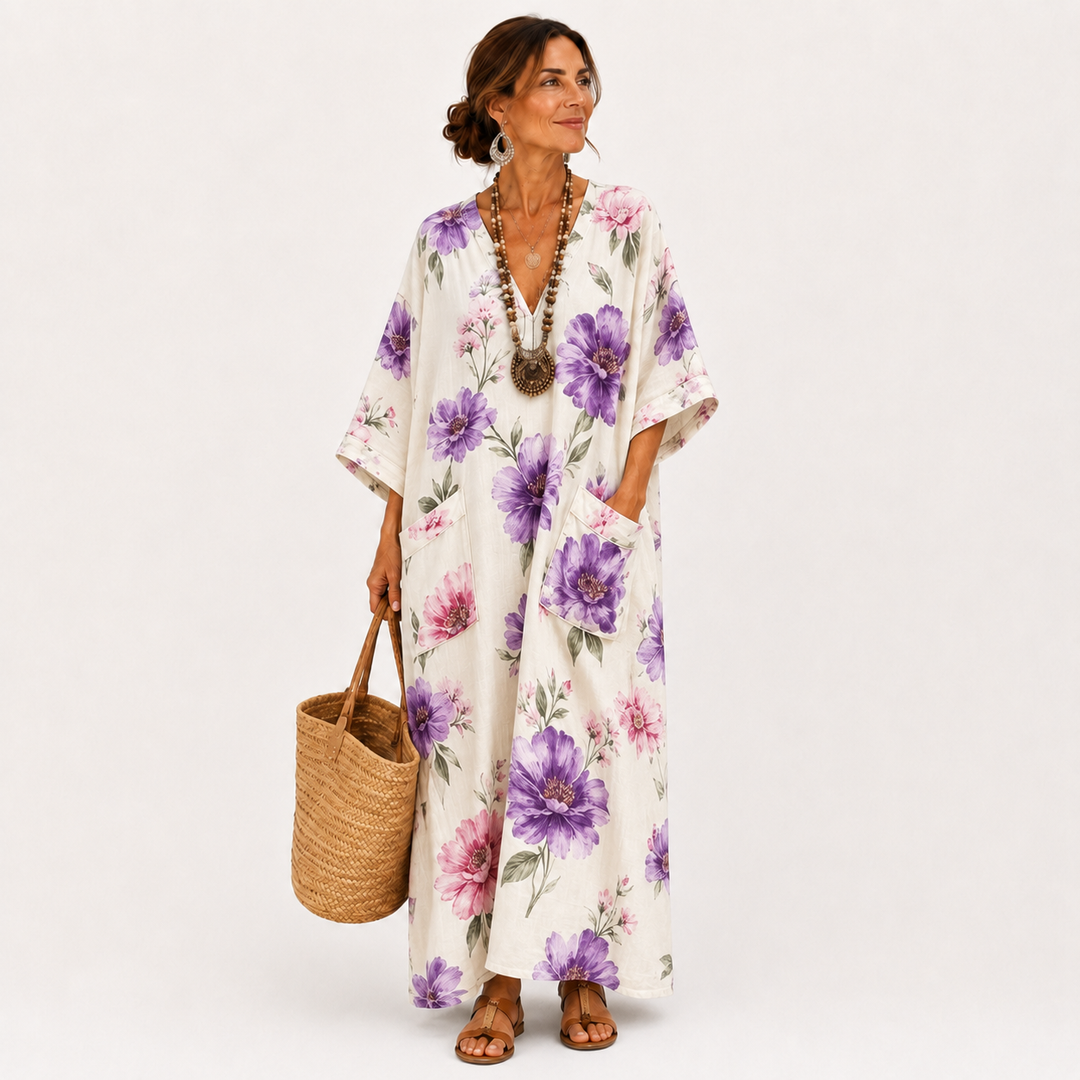Ines White Flower Caftan
