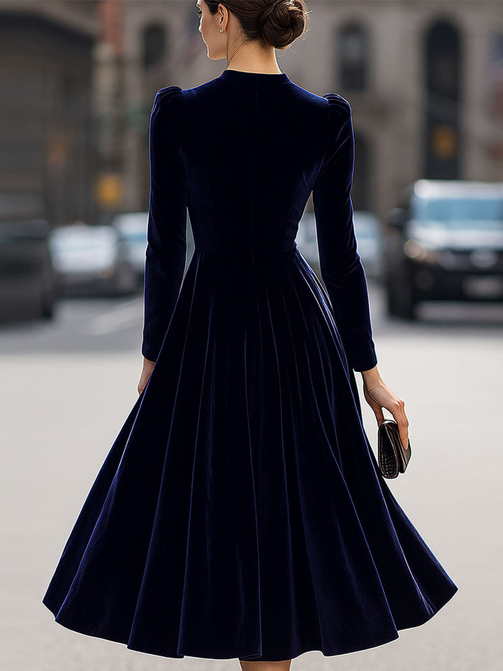 Elissa | Midi Dress with Long Sleeves Dark Blue