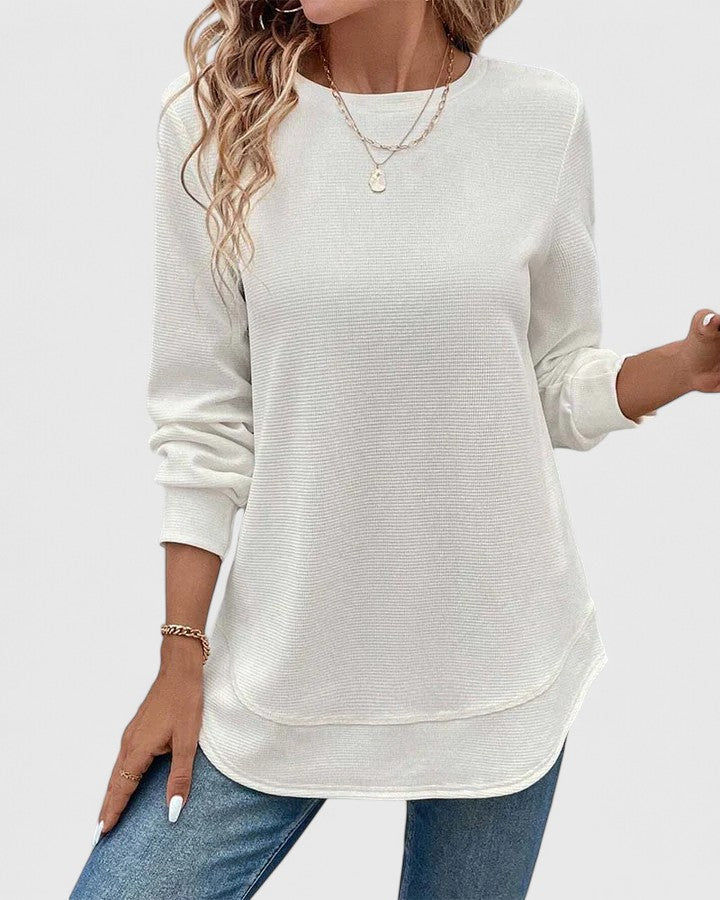 Valerie | Elegant Top with Round Neck and Long Sleeves