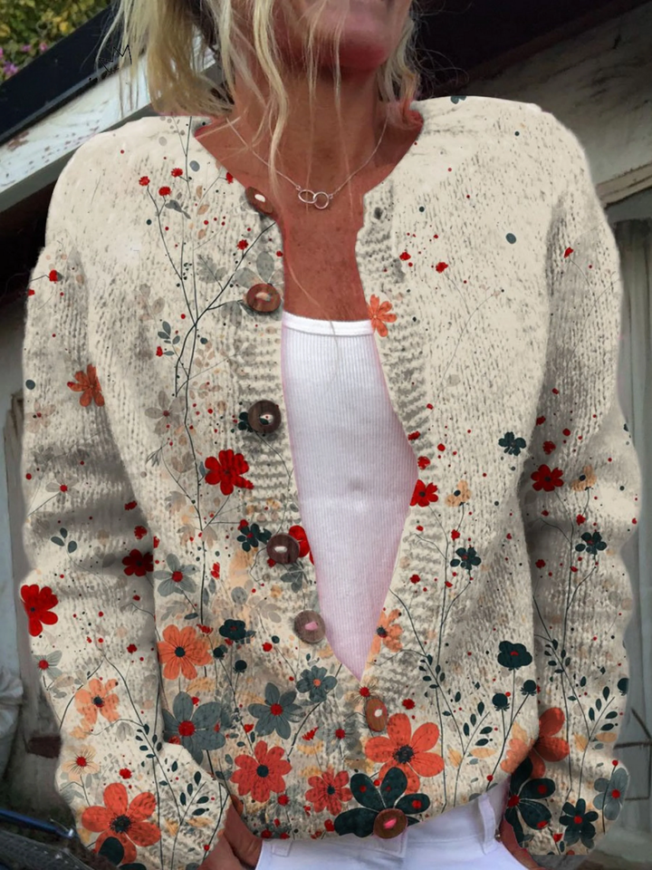 Julia | Vintage cardigan with floral art