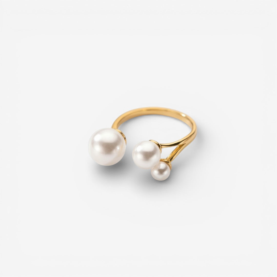 Adjustable Triple Freshwater Pearl Ring