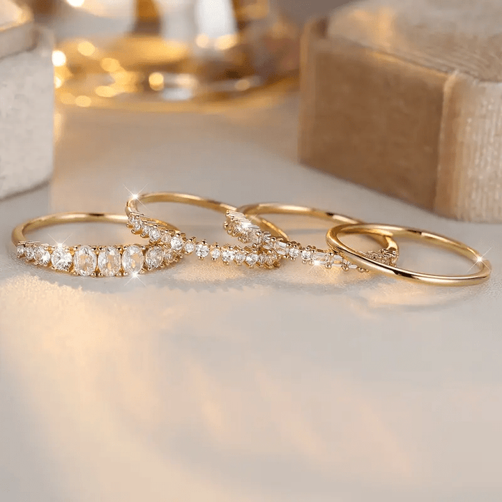 Stackable Rings of 14k Gold with Zirconia