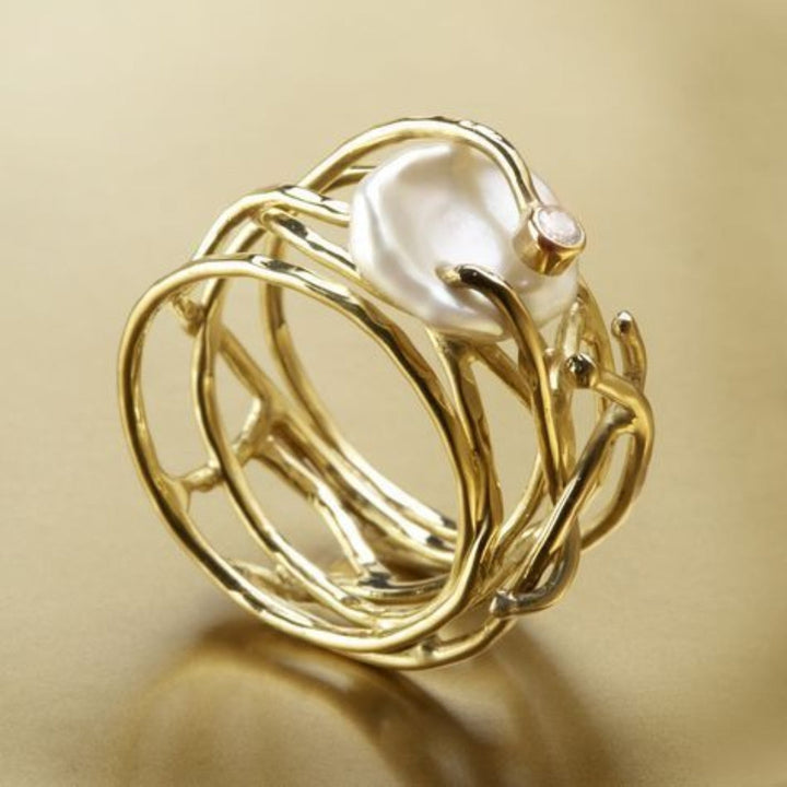 Samira - Gold Ring with Pearls