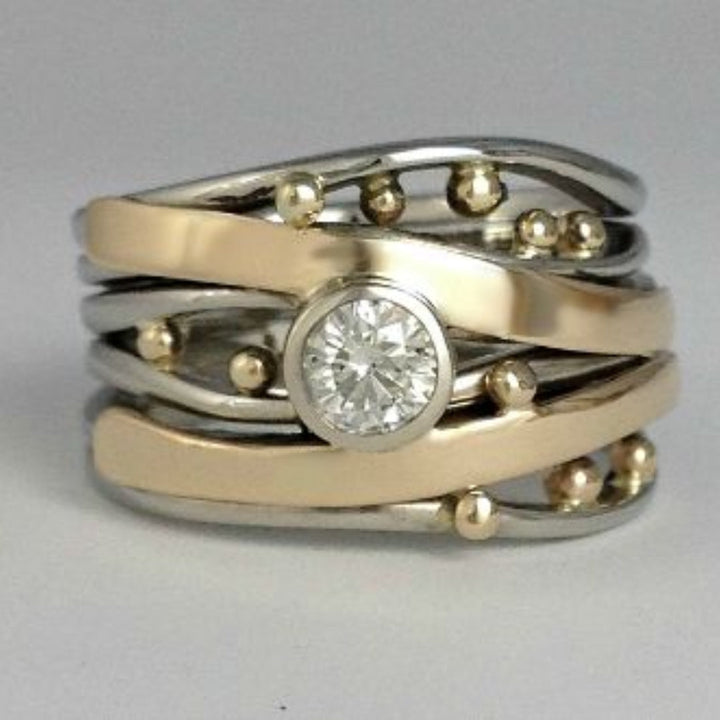 Royal - Vintage Gold Ring Set with Zirconia