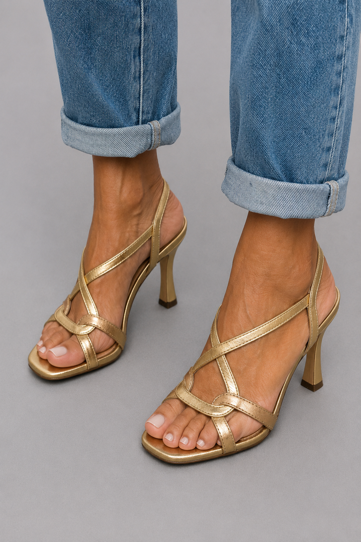 Elisabetta | Summer Golden Sandals with Charm