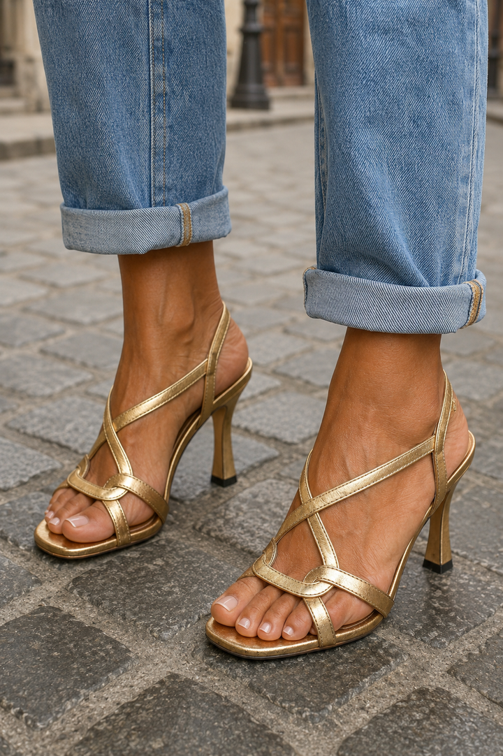 Elisabetta | Summer Golden Sandals with Charm