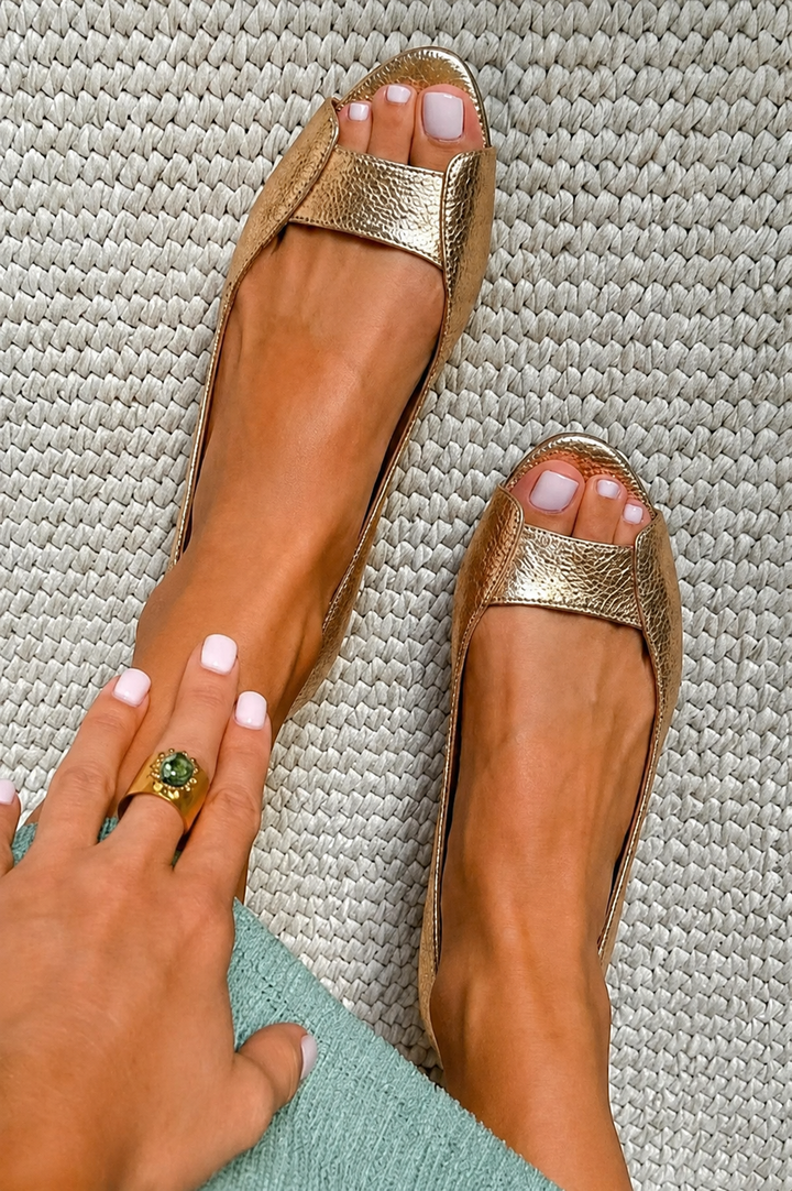 Adelina | Luxe Comfort Golden Sandals