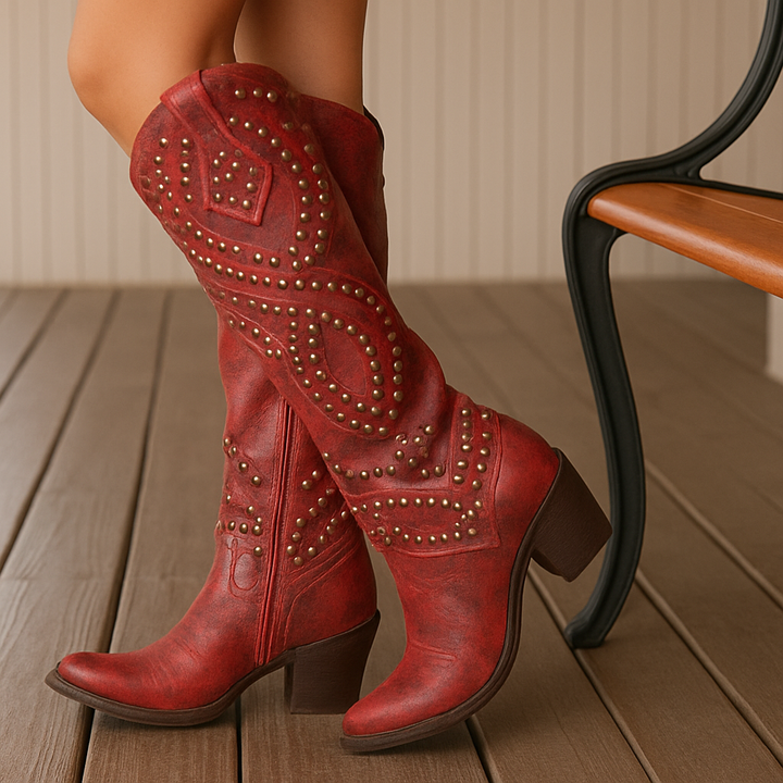 Marjolein | High Western Boots with Studs