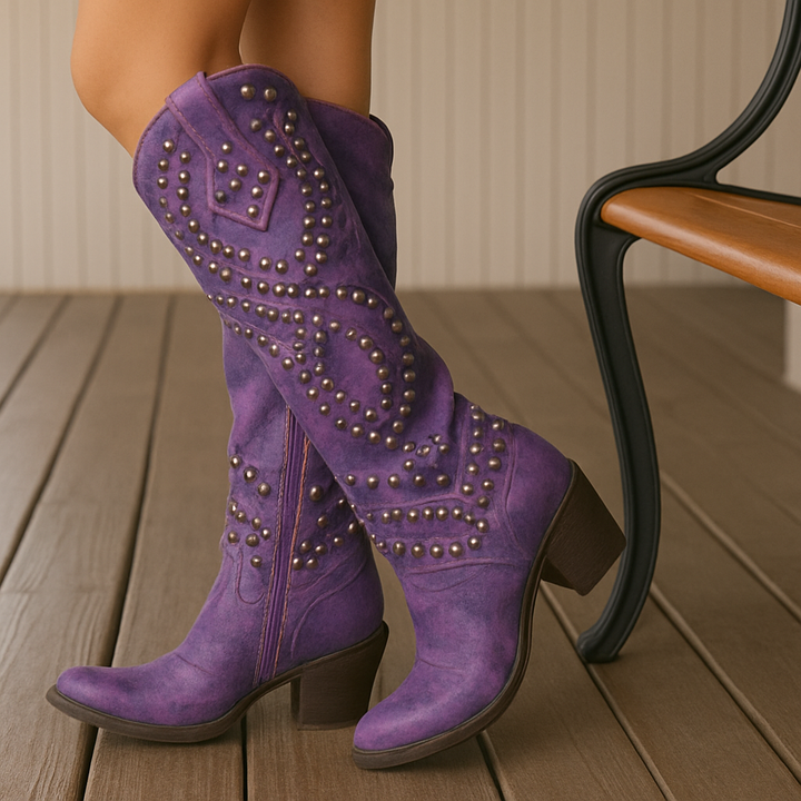 Marjolein | High Western Boots with Studs