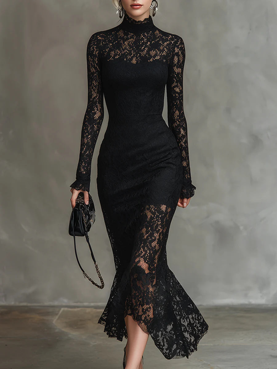 Monique | Elegant Maxi Dress in Lace with Mermaid Hem