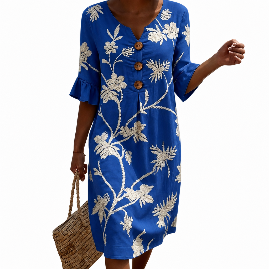 Delphine - Casual women's dress with floral print.