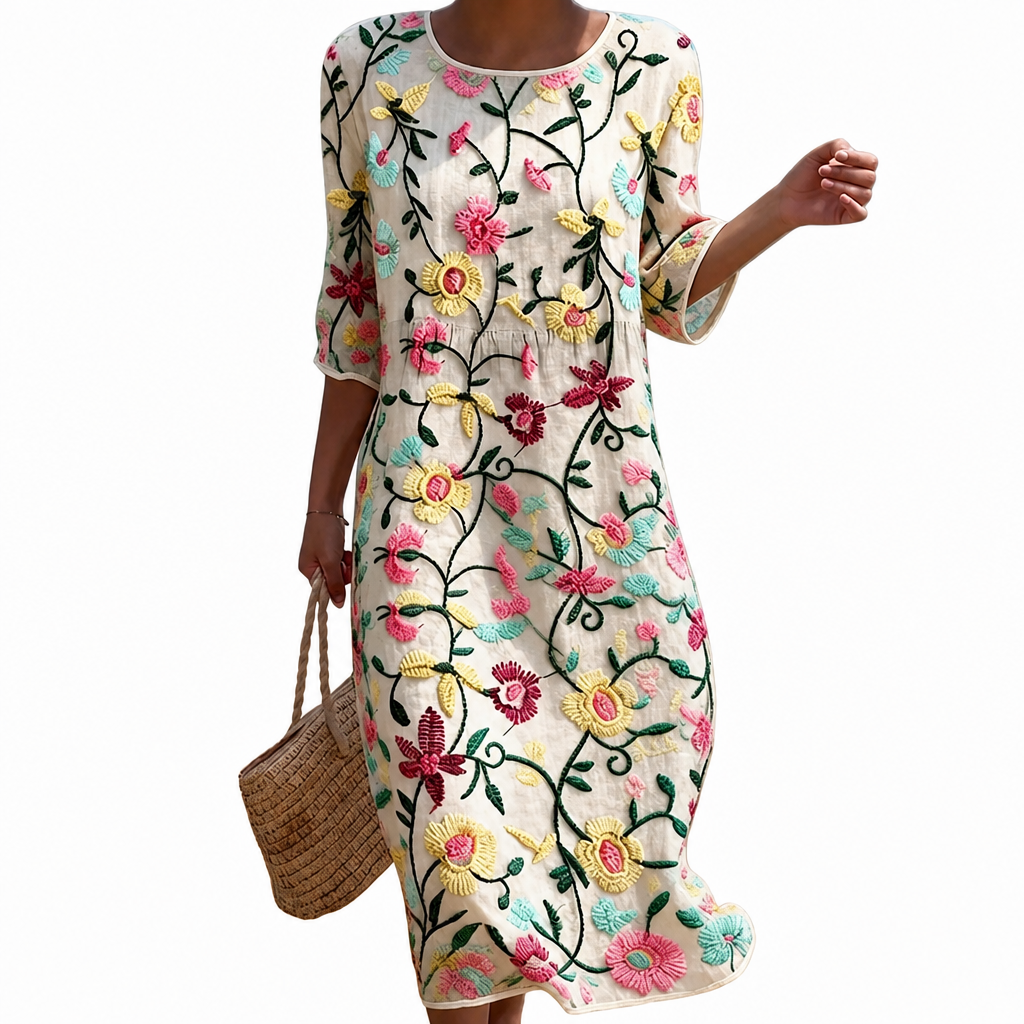 Elise - Women's Summer Dress with Floral Pattern.